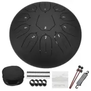 Steel Tongue Drum 12 Inch 11 Notes Steel Hand Drums with Bag (Black)