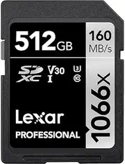 Lexar Professional 1066X SDXC SD Card, 512 GB Capacity