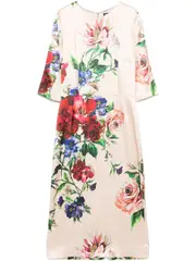 [Dolce & Gabbana] Dolce & Gabbana-Abito Midi Floreale-Donna 44 IT