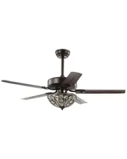 JONATHAN Y Ali 52in 3-Light Wrought Iron LED Ceiling Fan With Remote