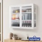 Glass Display Cabinet Wall Mounted Metal Kitchen Bathroom Pantry Cupboard Shelf