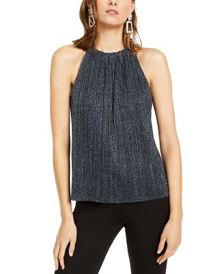 /LX037/ INC Petite Lurex Halter Top Deep Twilight Sz PXL