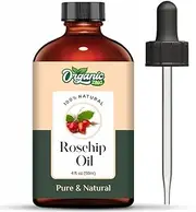 Organic Zing Rosehip seed (Rosa rubiginosa) Oil Cold Pressed Pure & Natural for Skin care, Hair Care, Massage - 118ml/3.99fl oz