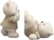 Cute Book Ends, 1 Pair Bear Decorative Bookends, Waterproof Dustproof Resin Book Shelf Holder, Non Slip Book Ends for Shelves, Desk Home Office Housewarming Gift, Cute Bookends