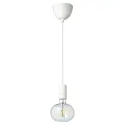 SUNNEBY / MOLNART pendant lamp with light bulb, white/ellipse shaped multicolour