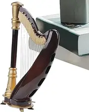 Miniature Harp Model | Small Instrument Ornament for Home | 5.5 Inch Home Decoration Display Ornament for Music Lovers, Table Decor Figure