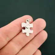 BULK 20 Heart Puzzle Piece Charms Antique Silver Tone - SC7103