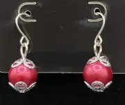 Ornament Red Faux Pearl Bead Earrings by Neanie-Bot