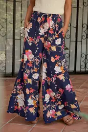 Lucia Pant in multicolor Navy with Multi Floral 8