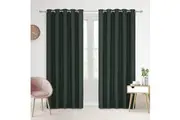 Sherwood Home 100% Blockout Eyelet Curtain Pair Forest Green 90x223cm