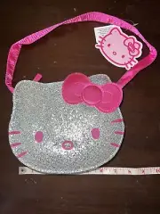 Hello Kitty purse bag sparkly silver hot pink bow rare 2014 authentic Sanrio