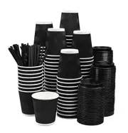 Insulated Disposable Coffee Cups With Lids & Straws 10 Oz 100 Packs Paper Cups