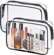 TSA Toiletry Bag -2 Pack Clear Makeup Bag Quart Size, H HOME-MART Travel Makeup Cosmetic Bag for Women, Carry on Airport Airline Compliant Bags BK