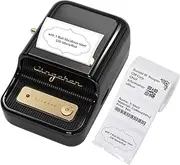 Label Maker Vintage Inkless, Portable Thermal Label Printer for Clothing, Address, Business, Compatible with iOS & Android, with 1 Pack 50x30mm White Label, Black (Green)