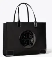 Tory Burch Ella Patent Tote Bag - Shiny Black & Chic!