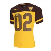 Hawthorn Hawks ISC AFL Mens Grid Iron Jersey Tee | Brown-Gold by Sporting House