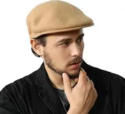 [Gajaous] Wool Blend Mens Newsboy Caps, Classic Flat Cap Ivy Cabbie Gatsby Hat Winter Beret Hat for Men