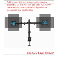 在飛比找蝦皮購物優惠-兩臂桌面支架用於顯示器,帶 13-27 英寸支架 Iron 