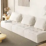 Oikiture 3PCS Modular Sofa Lounge Chair Armless TOFU Back Sherpa White