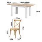 Oikiture 160cm Extendable Dining Table with 6PCS Chairs Crossback Wooden