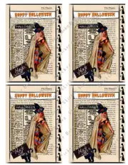 HAPPY BLACK CAT Collage Sheet Supplies Scrapbooks Junk Journal Card Making