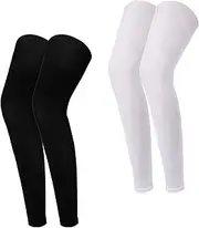 [EupHHonycs] 2 PCS Full Leg Compression Sleeve, Leg Sleeves Compression Long Knee Sleeve, Compression Leg Sleeves Basketball, Leg Compression Sleeves for Men Women Running, Cycling, Football(White Black)