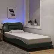 Bed Furniture Bed Frame with LED Without Mattress Dark Grey 90x190 cm Fabric