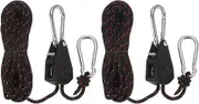 uxcell 2pcs 1/8" (4mm) Adjustable Rope Hanger with Metal Gears 16.4ft (5meter) Strap, Ratcheting Pulley System Bungee Cord for Hanging Plants Grow Light and Various Tie-Down Uses