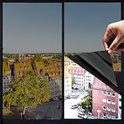 Heat Control Window Film, Window Tint Sun Blocking Blackout and UV Protection, one-Way Privacy Mirror Reflective Film,Explosion-Proof Premium PET Material Cosmic Black, 17.5 Inch x 6.5 Feet