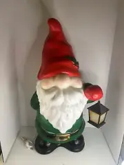 Gnome Elf Holding Lantern 28" Santa Light-Up Plastic Blow Mold Vintage Style NEW