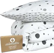 mimaDu Baby Bed Linen 100 x 135 cm Cotton Children's Bedding for Cot - Pillowcase and Duvet Cover Set - Oeko-Tex 100 Certified (Strokes Dots)