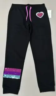 Ideology Girls Black Jogger Pants w Sequin Details (Heart &Stripes) Sz 10-12 NWT