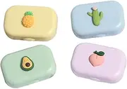 [HAMPPLIES] 4pcs Assorted Color Cartoon Lens Cases with Mirror and Tweezers Eye for Fresh Lens Storage Compact and Convenient Holder for Travel and Daily Use