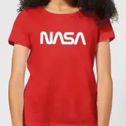 NASA Worm White Logotype Women's T-Shirt - Red