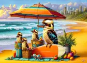QPuzzles 260 Piece Jigsaw Puzzle - Kookaburras On Holidays