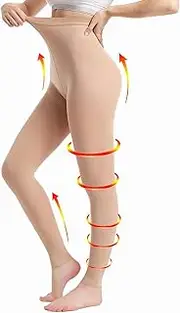 Medical Compression Pantyhose for Women & Men, 20-30mmHg Graduated Support Tights, Opaque Footless High Waist