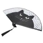 Cat Folding Fan Japanese Style Cartoon HandHeld Painted Inkjet Wedding Dancing✈