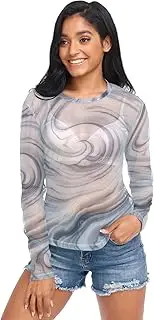 [RPLIFE] White Texture on Black Womens Mesh Shirt, Sexy Sheer Tops for Women