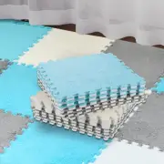 18 Pcs Plush Foam Floor Mat Square Interlocking Carpet Tiles with Border Fluf...