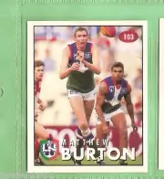 1996 AFL SELECT STICKER #103 MATTHEW BURTON, FREMANTLE DOCKERS