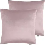 Luxton Set of 2 Velvet Square Cushion Covers Light Pink, Solid Plain Decorative Throw Pillow Covers for Bedroom Lounge Sofa (45x45cm)