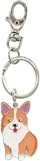 [feb.7] Welsh Corgi Dog Keychain - Corgi Keyring & Bag Charm - Dog Tag Gift (Silver), Silver