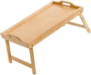 Bamboo Bed Tray Table with Foldable Legs Laptop Desk for Breakfast Serving and Work Portable Design for Home and Office Use