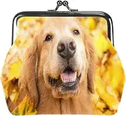 [WOSHJIUK] Coin Purses Small Wallets,Golden Retriever Dog Yellow Leaves,Change Purse Key Holder Storage for Women