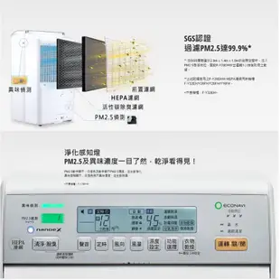 Panasonic 國際牌 10公升清淨除濕機 HEPA清淨+除濕 除異味 nanoe X 奈米科技 F-Y20FH