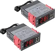 2Pcs STC-1000 Digital Temperature Controller 12V Thermostat Incubator Thermoregulator Relay Heating Cooling with Sensor Probe Cable, 13545S-1