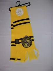 Harry Potter-Hufflepuff Yellow & Black Stripes Acrylic Knit Scarf 6"Wx78"L NWT