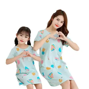 【Baby 童衣】任選 母女親子裝 居家洋裝 純棉睡衣 88655(藍色文具)