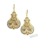 La Vie Parisienne French Filigree Chandelier Earrings Silver Enamel & Crystals