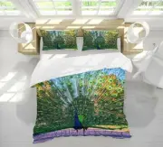 3D Blue Peacock O817 Animal Bed Pillowcases Quilt Duvet Cover Set Queen King Fay